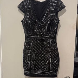 Bebe Black and Silver Embellished Mini Dress